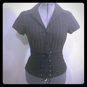 Tripp button up pinstripe corset shirt Sz. L